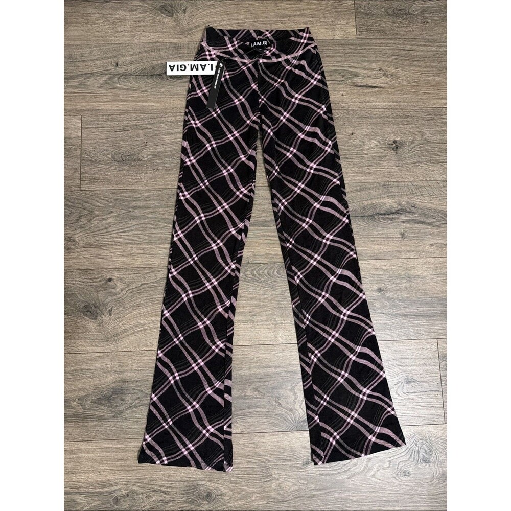 I.AM.GIA Blare Breathable Moist Wicking Trackpant BLACK WARPED PLAID XS